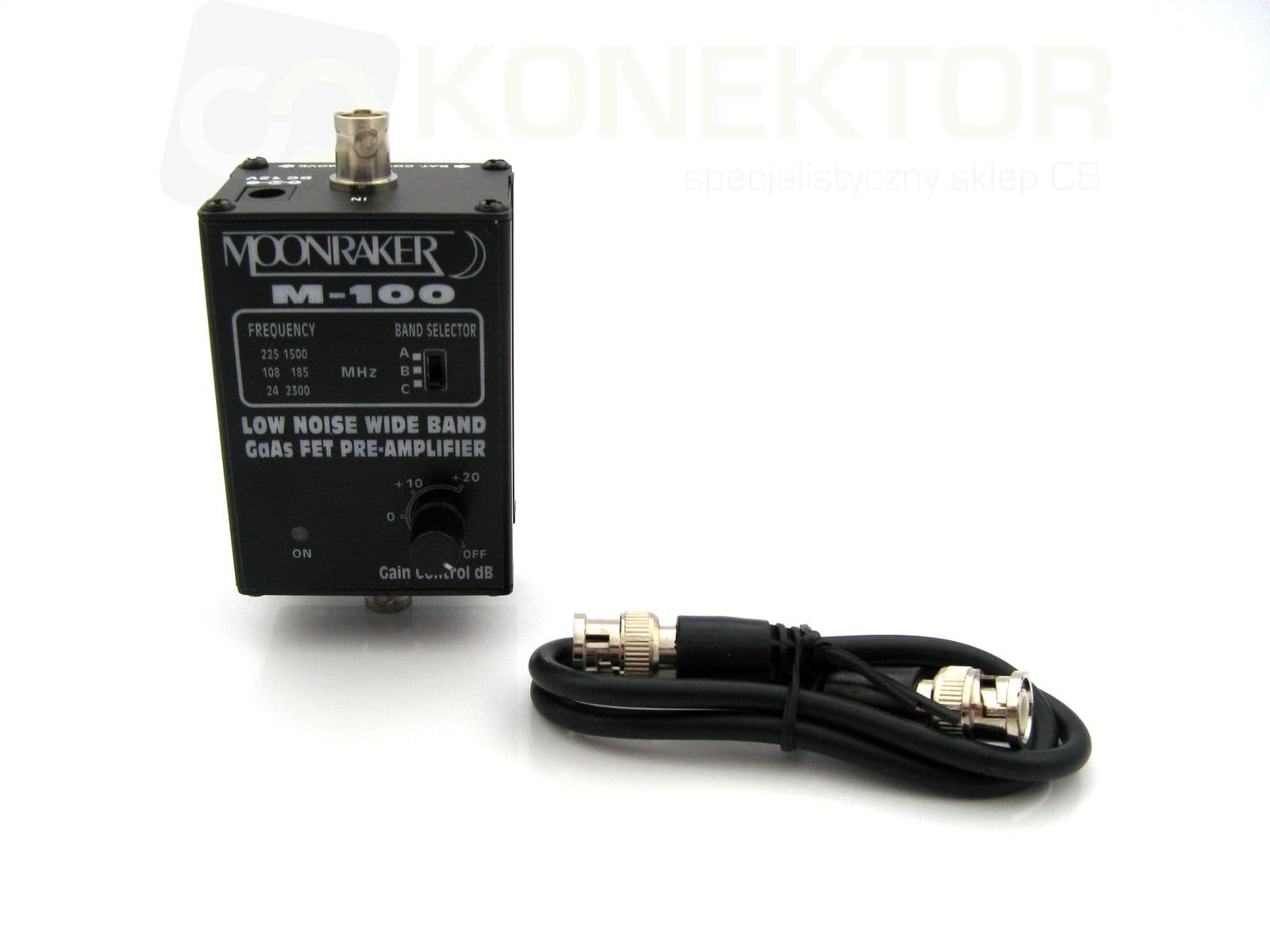 Przedwzmacniacz do skanera -10/+22dB - Moonraker M-100 Professional 24-2300MHz bardzo prosty w montażu, złącza BNC