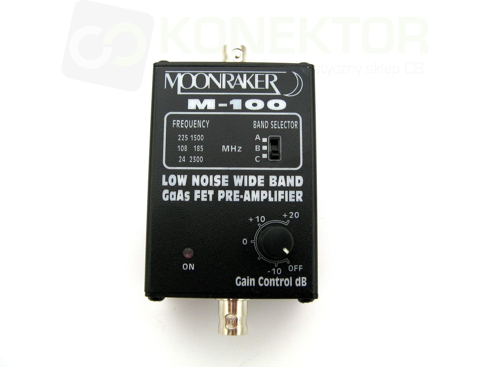 Przedwzmacniacz do skanera -10/+22dB - Moonraker M-100 Professional 24-2300MHz bardzo prosty w montażu, złącza BNC