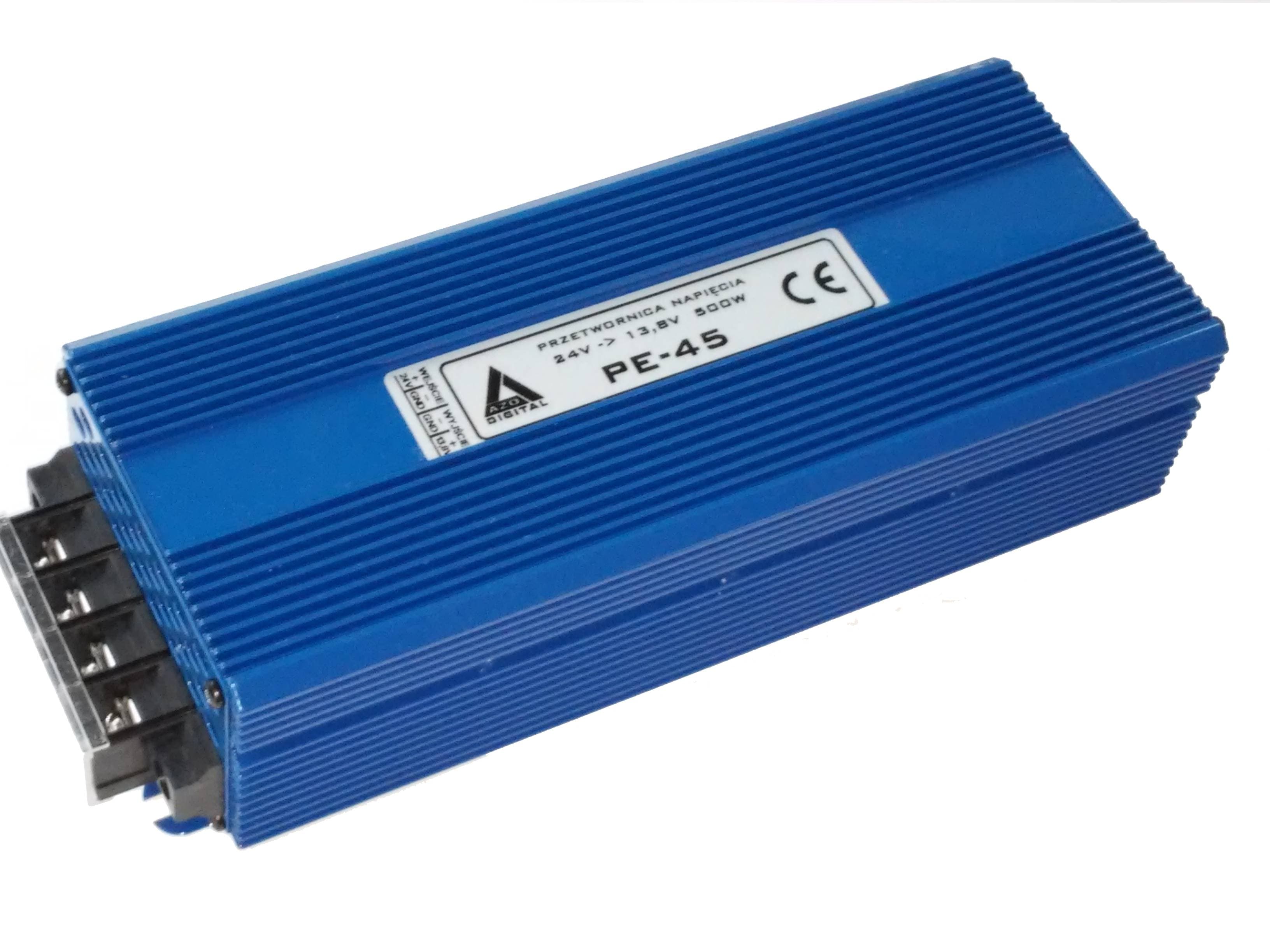 AZO PE-45 REDUKTOR NAPIĘCIA 24V/13,8V 500W przetwornica napięcia np. do CB radio, NAVI, radio samochodowe - 5 lat gwarancji, produkcja polska
