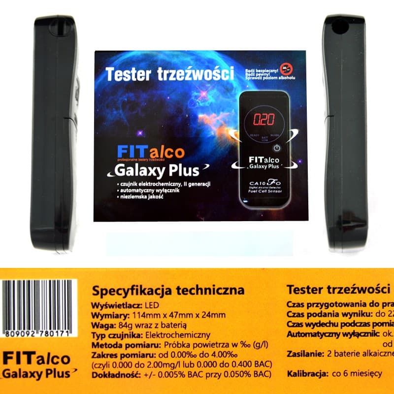 Alkomat FITalco Galaxy Plus elektrochemiczny kompaktowy tester trzeźwości, certyfikat kalibracji, BEZPŁATNE KALIBRACJE - Łódź, Zbąszyńska 2