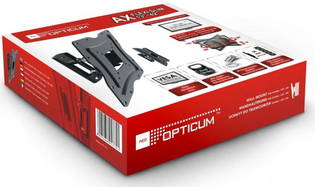 UCHWYT TV 13"-42" OPTICUM FLEXI SLIM, nachylenie do 15st. kąt obrotu do 60st. VESA 200x200 maks. LCD/LED/PLAZMA