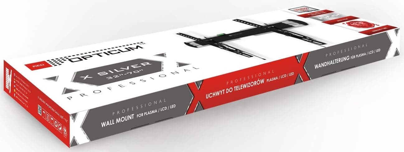 UCHWYT HEAVY DUTY TV 32"-70" OPTICUM X SILVER, nachylenie do 12st. VESA 800x400 maks. LCD/LED/PLAZMA