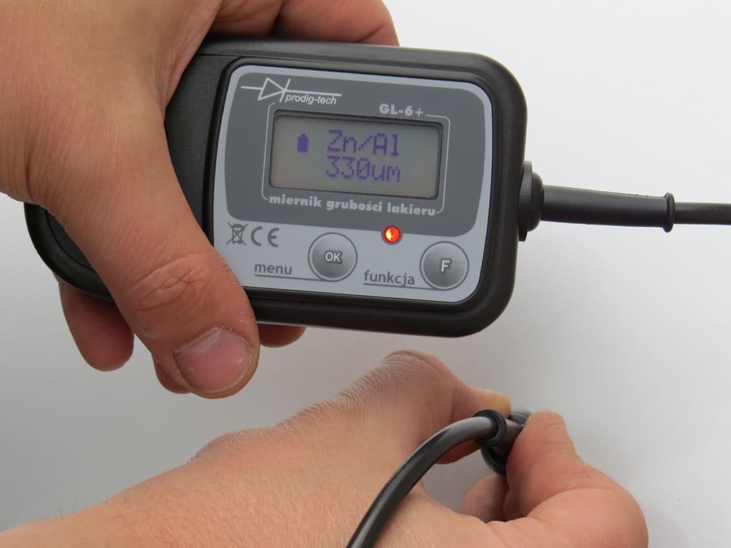 Prodig Tech GL-6S+ miernik grubości lakieru z sondą na przewodzie (do stali i aluminium) + asystent pomiaru LED - Łódź, Zbąszyńska 2 # grubościomierz lakieru #