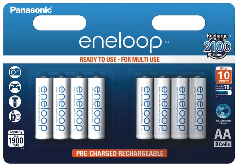 Akumulatory 8szt. PANASONIC ENELOOP R6 AA 2000mAh BK-3MCCE/8BE np. Alan 42, Albrecht 2990, G7, G9, skanery Uniden - Łódź Zbąszyńska 2