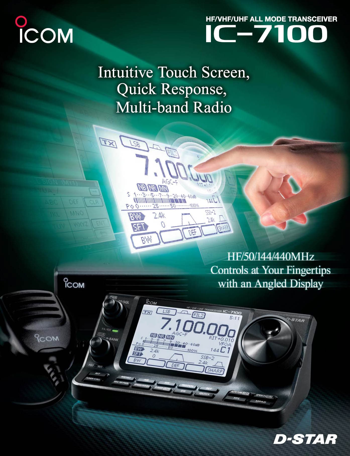 ICOM IC-7100 radiotelefon amatorski HF/50/70/144/430MHz - dotykowy wyświetlacz, D-STAR, polska instrukcja - Made in Japan