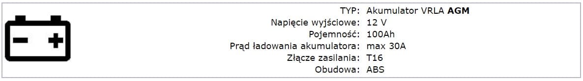 Akumulator AZO AP12-100 AGM VRLA bezobsługowy 12V 100Ah do awaryjnego zasilania pieców, pomp, automatyki, alarmów itp.