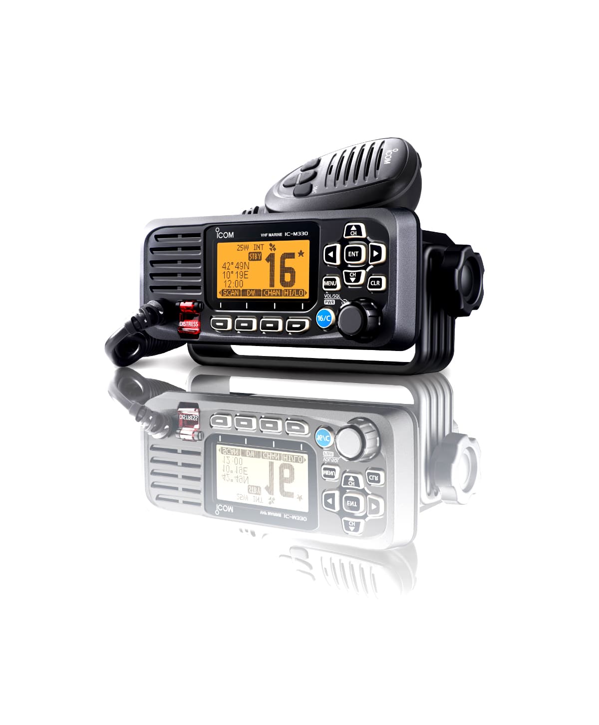 Icom IC-M330GE z odbiornikiem GPS stacjonarny radiotelefon morski / jachtowy WODOODPORNY IPX7, z DSC, duża moc 25W Made in Japan (następca IC-M323G)