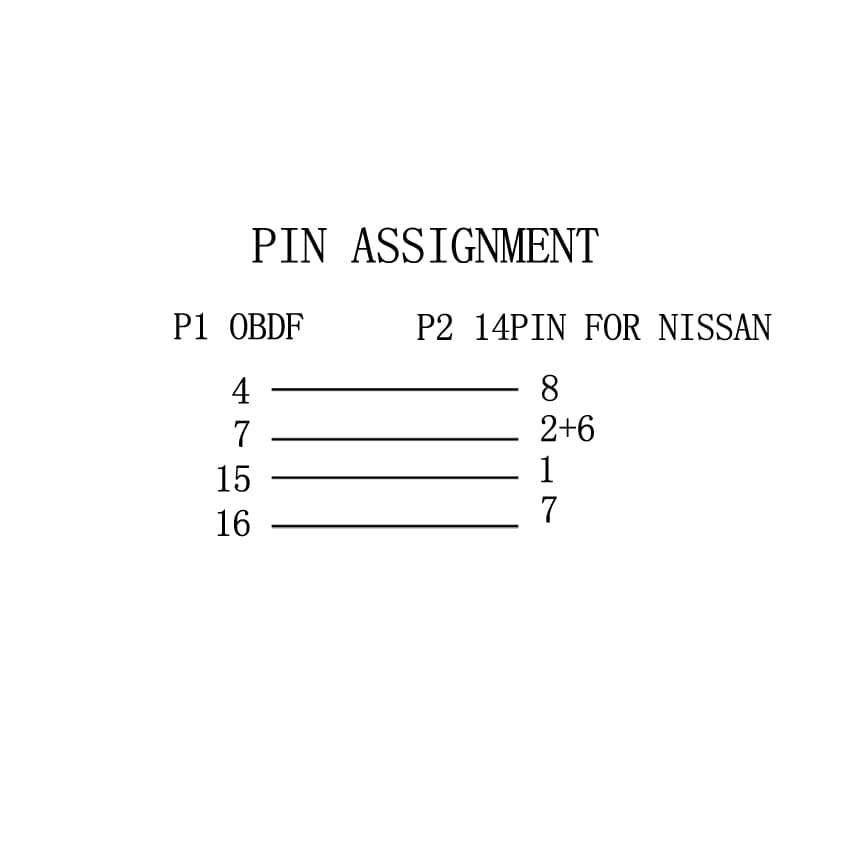 ADAPTER NISSAN OBD-II 16-PIN NA 14-PIN przejściówka do interfejsów diagnostycznych OBD2