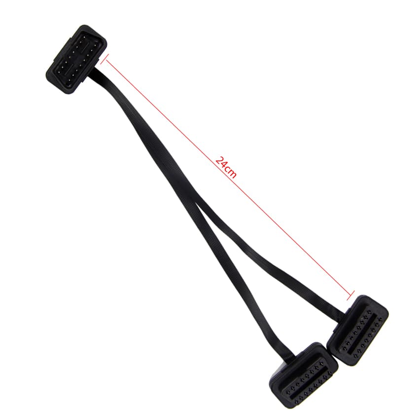 Rozgałęźnik podwójny OBD-II 24cm PŁASKI KABEL np. do interfejsów diagnostycznych (rozgałęziacz kabel ELM 327) - Łódź, Zbąszyńska 2