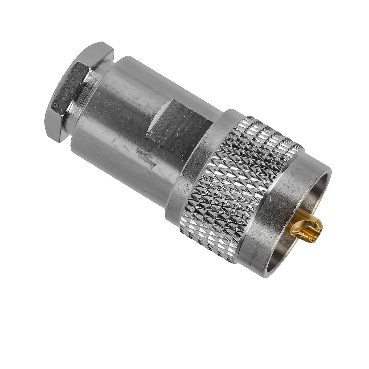 Wtyk UC-1 skręcany PL-259/9 PTFE/Gold RADIORA - złącze klampowane na gruby przewód ~10mm np. RG-213, H-1000, RF-10, HyperFlex 10, Airborne 10, CNT 400, LMR 400 itp.