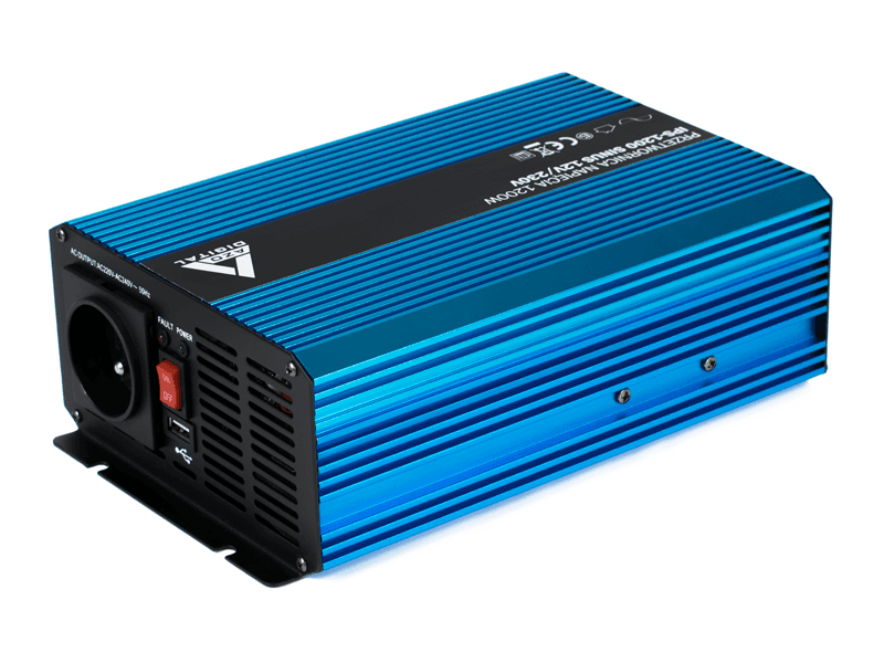 AZO IPS-1200-S SINUS PRZETWORNICA NAPIĘCIA 12V/230V 1200W z miękkim startem np. POMPY LODÓWKI - 3 lata gwarancji
