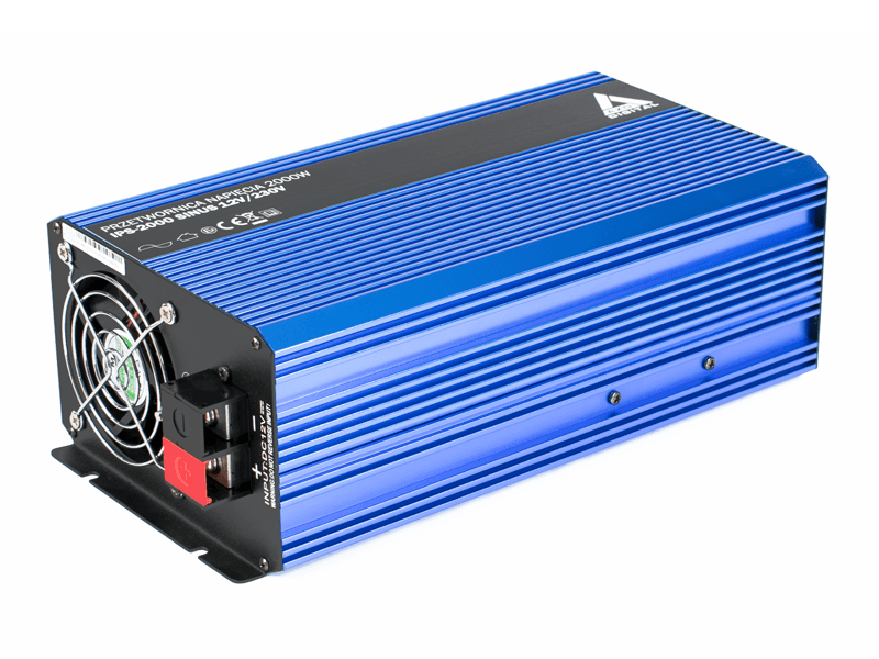 AZO IPS-2000-S SINUS PRZETWORNICA NAPIĘCIA 12V/230V 2000W z miękkim startem np. POMPY LODÓWKI - 3 lata gwarancji