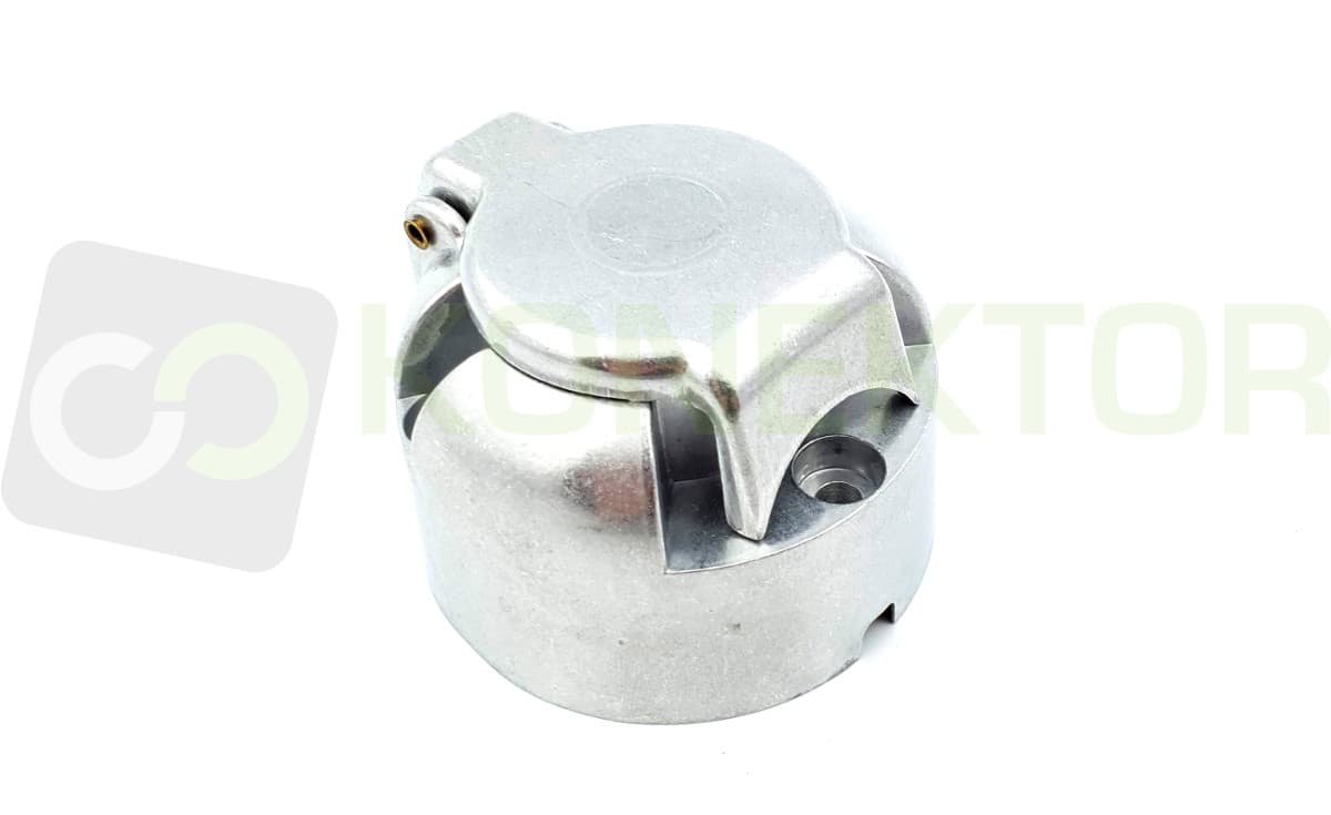 Gniazdo przyczepy samochodowej 12/24V z klapką, 7-pin, aluminiowe