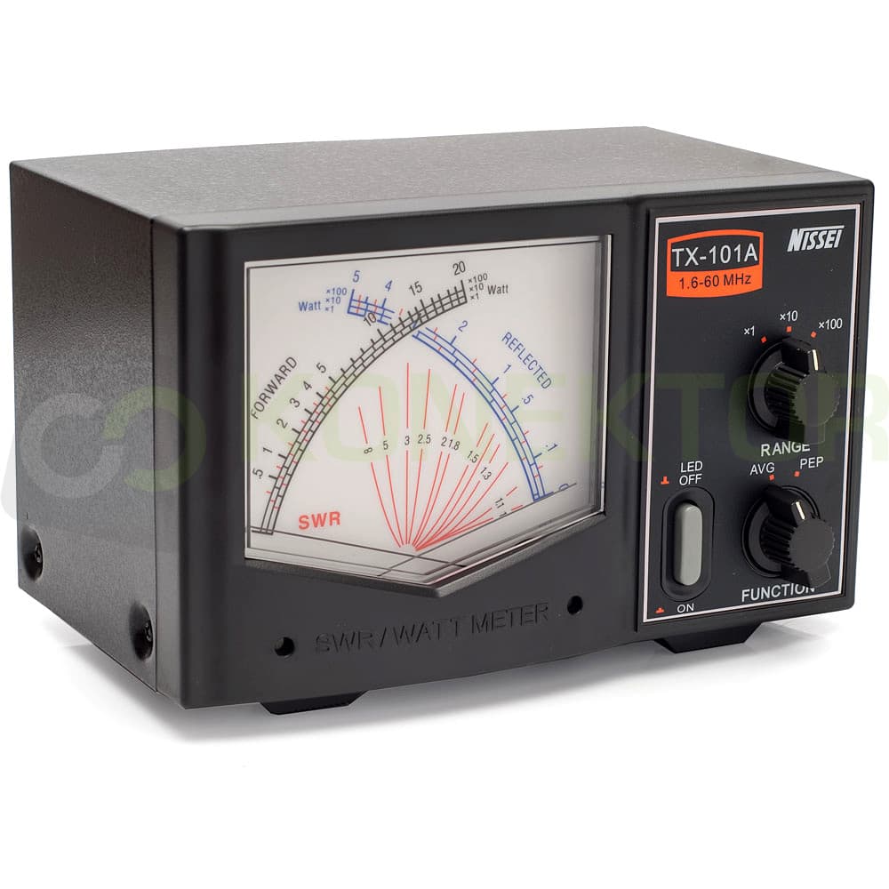 Nissei TX-101A reflektometr krzyżowy 1.6-60 MHz / 2kW - pomiar SWR, mocy, podświetlenie skali