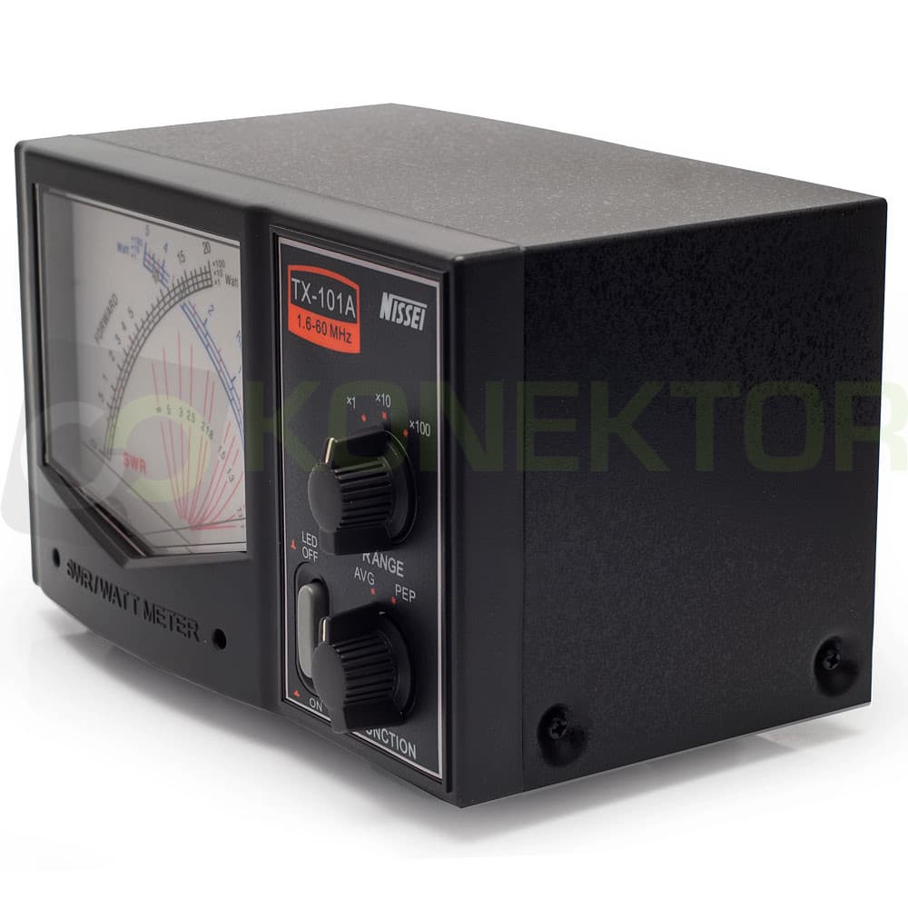Nissei TX-101A reflektometr krzyżowy 1.6-60 MHz / 2kW - pomiar SWR, mocy, podświetlenie skali