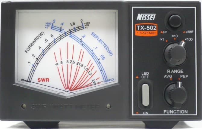 Nissei TX-502 reflektometr krzyżowy 1.6-525 MHz / 200 W pomiar SWR, mocy, podświetlenie skali