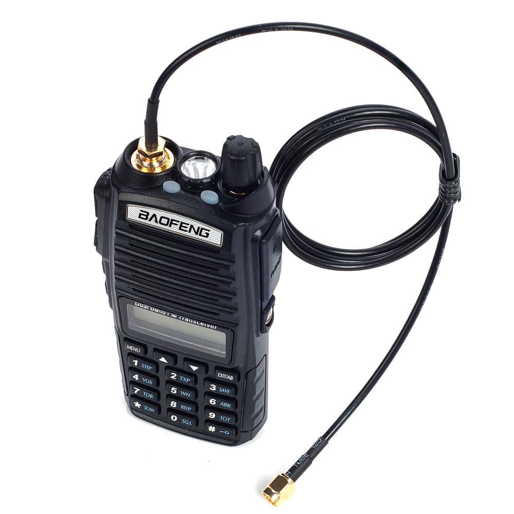 Adapter na kablu 100cm wtyk SMA/gniazdo SMA cienki kabel RG-174 - pigtail Radiora np. Baofeng, Wouxun, Yaesu, Icom, SDR itp.