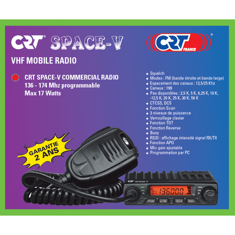 CRT SPACE COM V ultrakompaktowy radiotelefon 136-174MHz 17W np. Straż Pożarna, OSP, ochrona