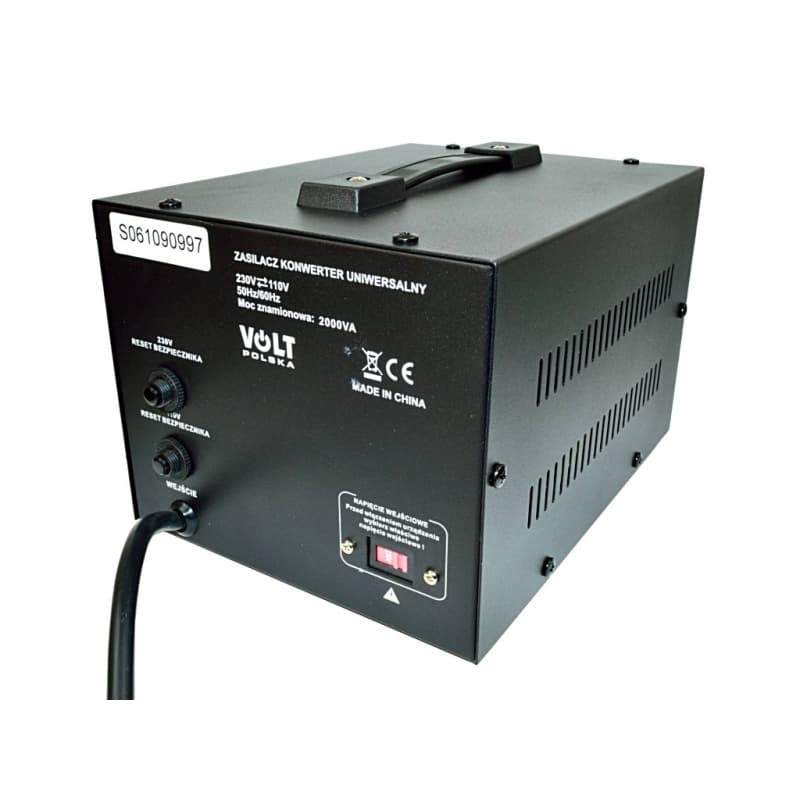 Konwerter napięcia VP-2000 230V/110V 2000VA MIĘKKI START np. do urządzeń z USA, Kanady, Japonii