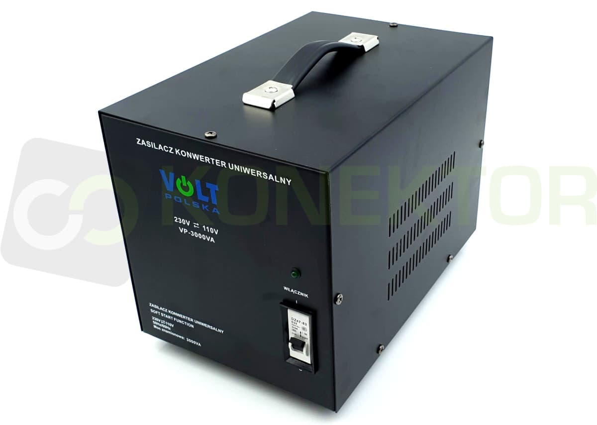 Konwerter napięcia VP-3000 230V/110V 3000VA MIĘKKI START np. do urządzeń z USA, Kanady, Japonii