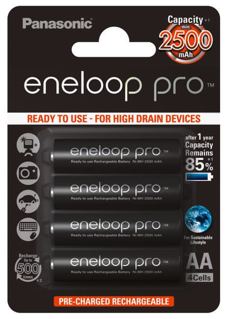 Akumulatory 4szt. PANASONIC ENELOOP PRO czarne R6 AA 2500mAh BK-3HCDE/4BE np. Alan 42, Albrecht 2990, G7, G9, skanery Uniden, PMR - Łódź Zbąszyńska 2