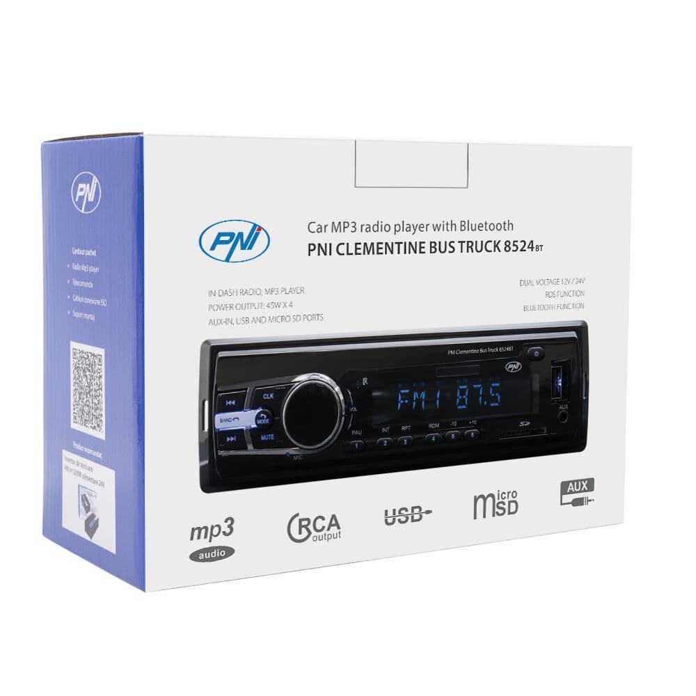 PNI Clementine 8524BT radio samochodowe MP3 12/24V z bluetooth i pilotem np. do busa, ciężarówki - Łódź, Zbąszyńska 2