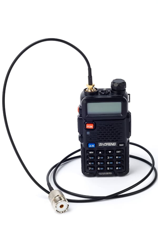 Adapter na kablu 100cm przejściówka SMA-F (żeńskie) / UHF do UC-1 np. do Baofeng UV-5R, UV-82 - RADIORA PTFE/Gold