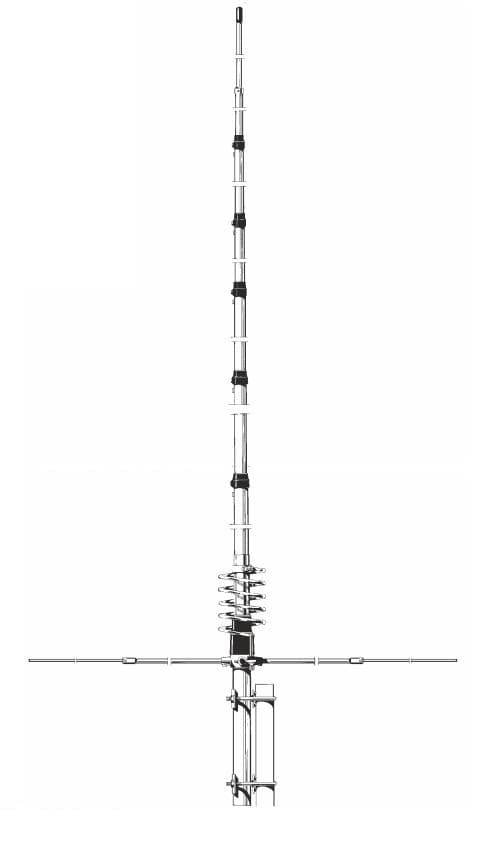 SIRIO New Tornado 27 (4 przeciwwagi) antena bazowa CB / 10m 5/8 fali (podobna do Lemm AT-92)