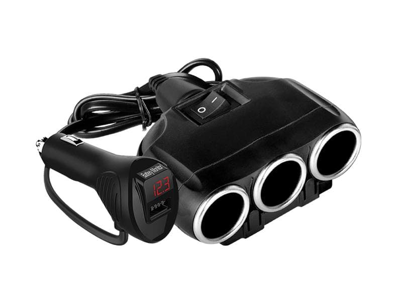 Rozgałęźnik do gniazda zapalniczki - 3x 12/24V, USB 3.1A, woltomierz, włącznik