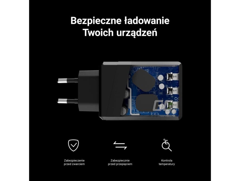 Ładowarka sieciowa 230V Green Cell 3xUSB 30W z szybkim ładowaniem Ultra Charge 3.0 (świetny design)