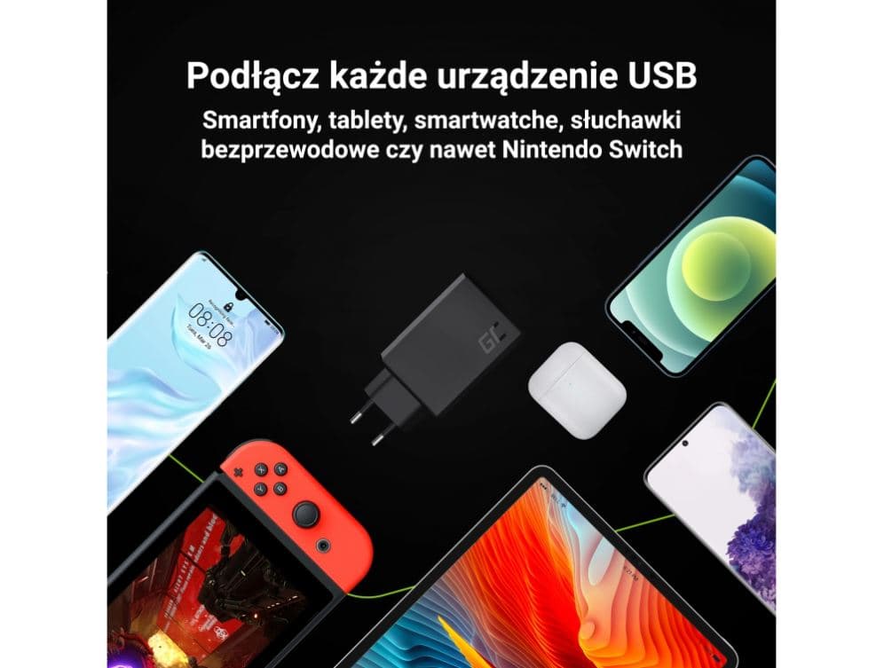 Ładowarka sieciowa 230V Green Cell 3xUSB 30W z szybkim ładowaniem Ultra Charge 3.0 (świetny design)