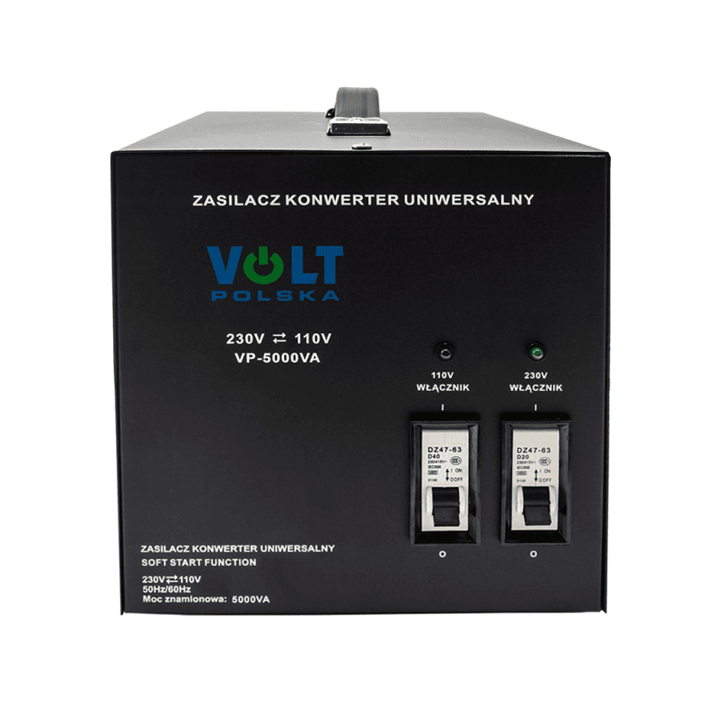 Konwerter napięcia VP-5000 230V/110V 5000VA MIĘKKI START np. do urządzeń z USA, Kanady, Japonii