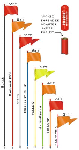 FireStik SR9-2PC RED flaga bezpieczeństwa + maszt 270cm (chorągiewka) np. do quada, roweru, buggy, terenówki, skutera itd. (maszt offroad)
