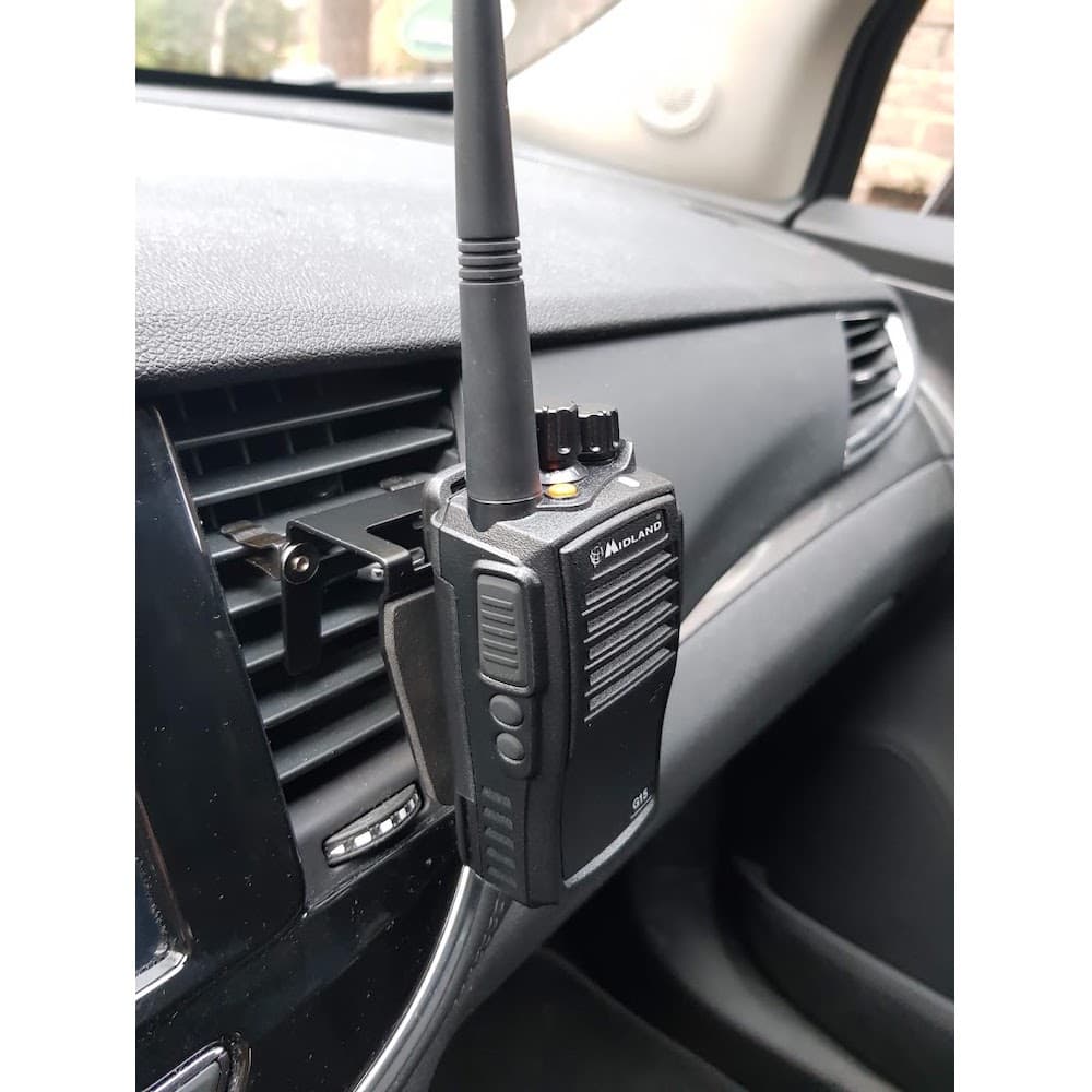 Uchwyt w kratkę wentylacyjną do radiotelefonów ręcznych, krótkofalówek, skanerów np. Alan 42, Albrecht AE 2990 AFS, Baofeng UV-5R, UV-82, Motorola T80, T82, Uniden UBC 125 XLT