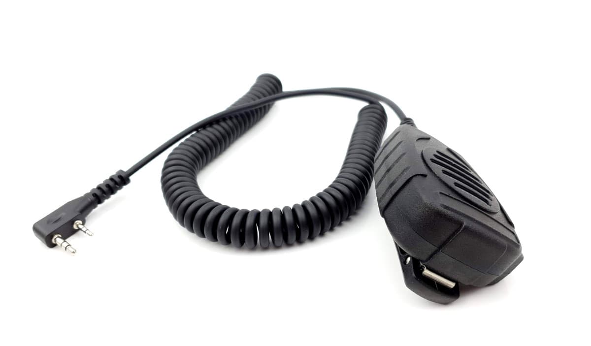 Mikrofonogłośnik oryginalny AnyTone AT-D868, AT-D878, także Midland, Wouxun, Baofeng, Kenwood 2-pin itp. ze złączem na głośnik zewnętrzny, klips