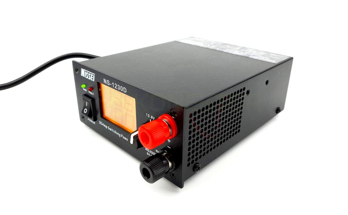 Nissei NS-1230-D ultrakompaktowy zasilacz impulsowy 30A cyfrowy wskaźnik V/A, regulacja napięcia 6-16V, solidna obudowa