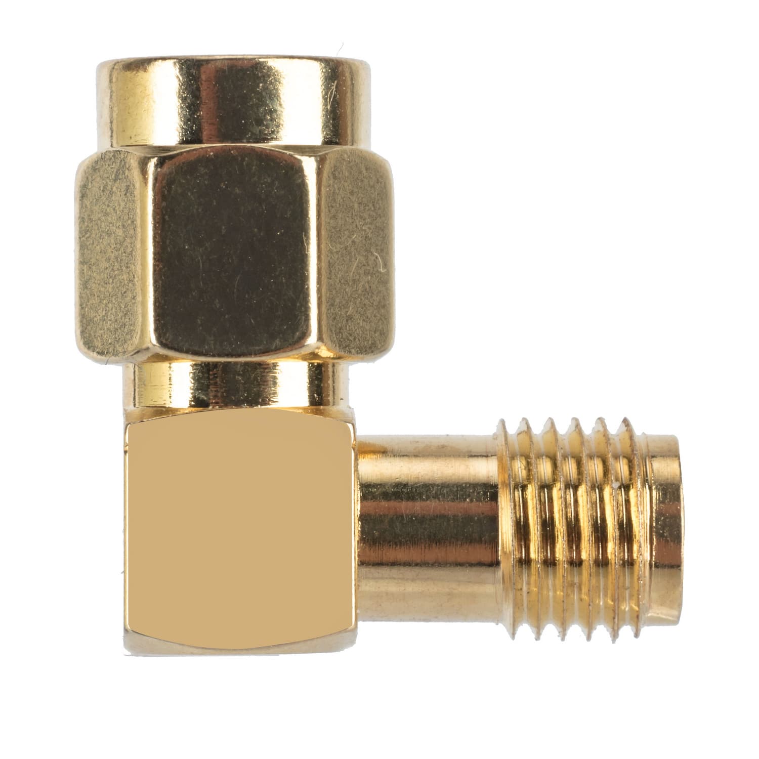 Przejściówka kątowa SMA Radiora PTFE/Gold - SMA-M/SMA-F (SMA żeńskie - SMA męskie) adapter np. Baofeng, Wouxun, TYT, RTL-SDR itp.