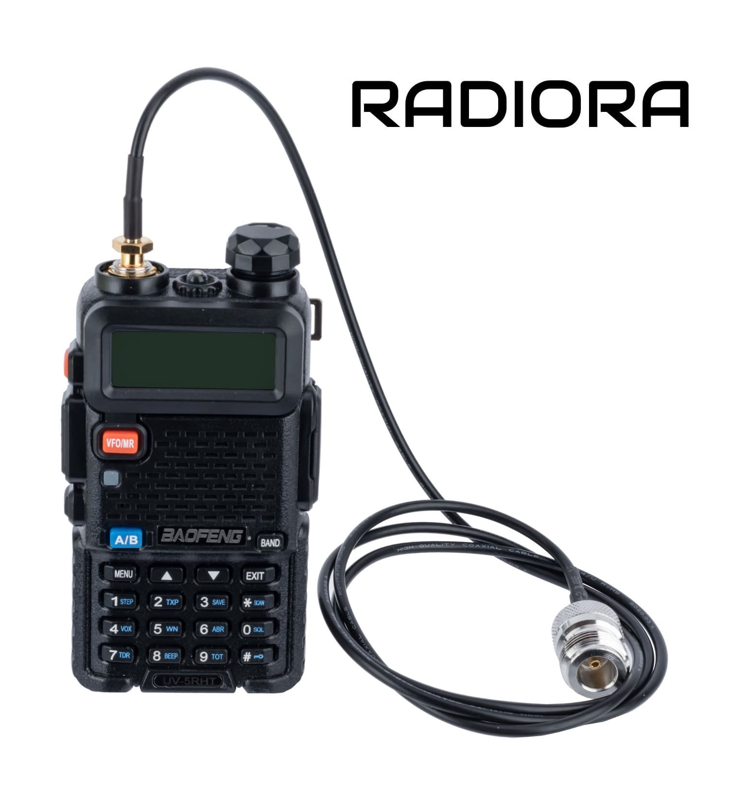 Adapter na kablu 100cm przejściówka SMA-F (żeńskie) / N (żeńskie) do wtyku N np. do Baofeng UV-5R, UV-82 - RADIORA PTFE/Gold