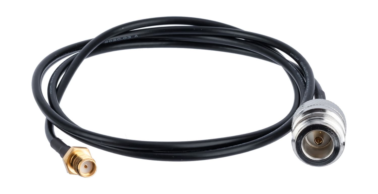Adapter na kablu 50cm przejściówka SMA-F (żeńskie) / N (żeńskie) do wtyku N np. do Baofeng UV-5R, UV-82 - RADIORA PTFE/Gold