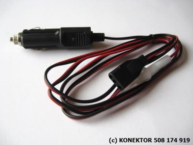 Kabel zasilający 3-pin Midland + zalutowany wtyk do gniazda zapalniczki