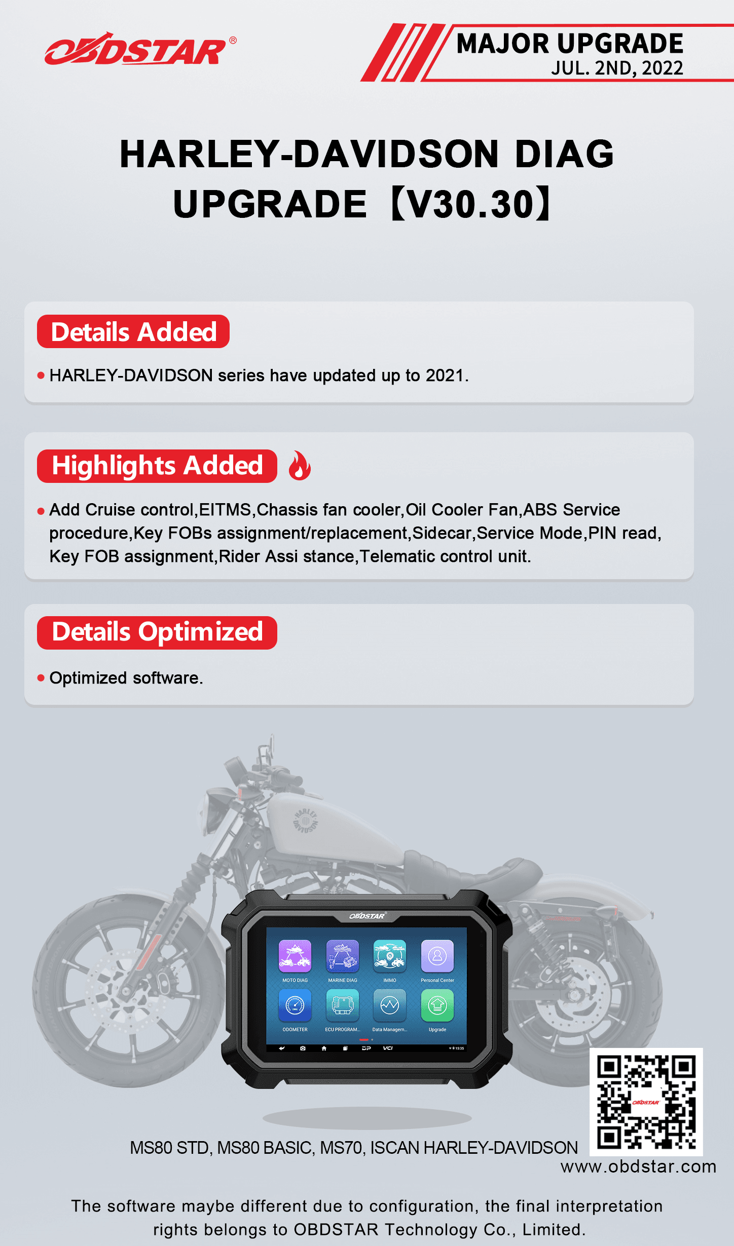 OBDSTAR iSCAN HARLEY-DAVIDSON interfejs diagnostyczny do motocykli Harley Davidson