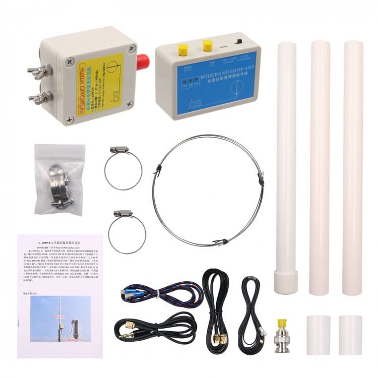 K-180WLA antena pętlowa aktywna KF/VHF odbiór 10kHz-180MHz - np. do SDR, RTL-SDR, odbiornik globalny, skaner odbiornik Uniden, AOR, Icom