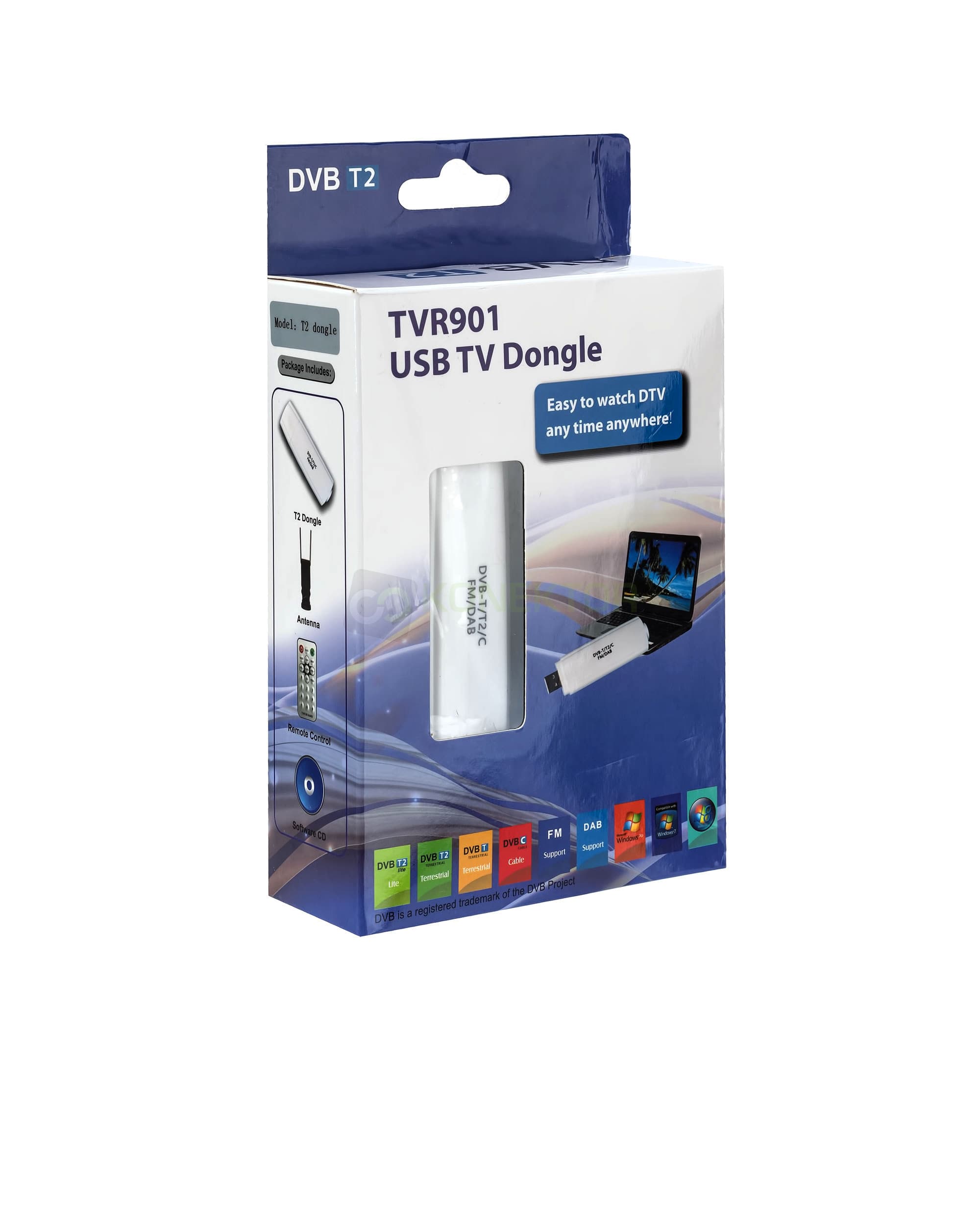 Odbiornik telewizji naziemnej DVB-T DVB-T2 + radio cyfrowe DAB + analogowe FM + ANTENA itp. TVR901 - zestaw do komputera (TV dongle SDR tuner)