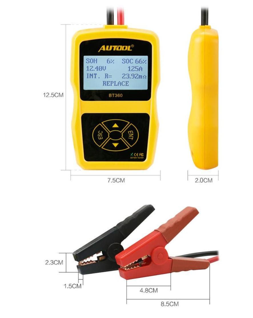 Tester akumulatora / baterii 12V AUTOOL BT-360 - test ładowania, pod obciążeniem, żywotności itd. POLSKIE MENU