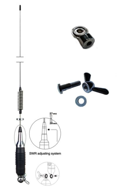 DELTA 862 Antena CB montażowa 73cm z regulacją pochylenia gwint M6 np. VOLVO SCANIA MAN Mercedes Actros