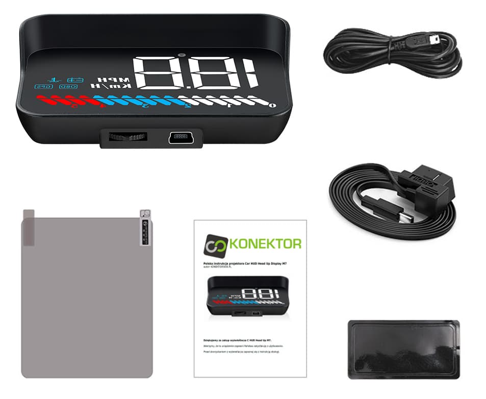 Wyświetlacz Head-Up Display M7 projektor HUD 3.5" do Twojego auta - OBD-2 + GPS