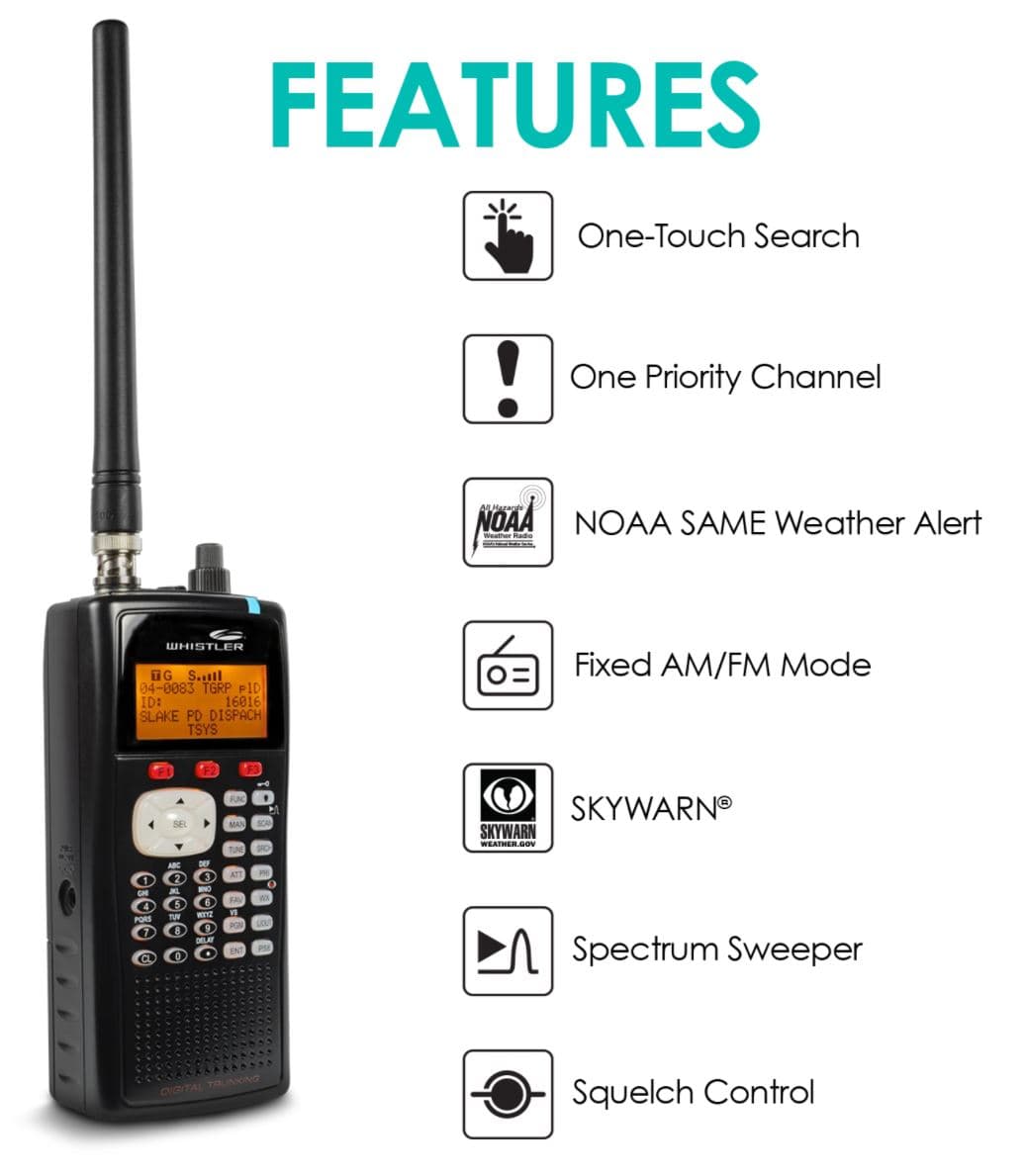 Skaner radiowy WHISTLER WS1040 ręczny cyfrowy odbiornik szerokopasmowy 25-1300MHz MOTOTRBO DMR EDACS