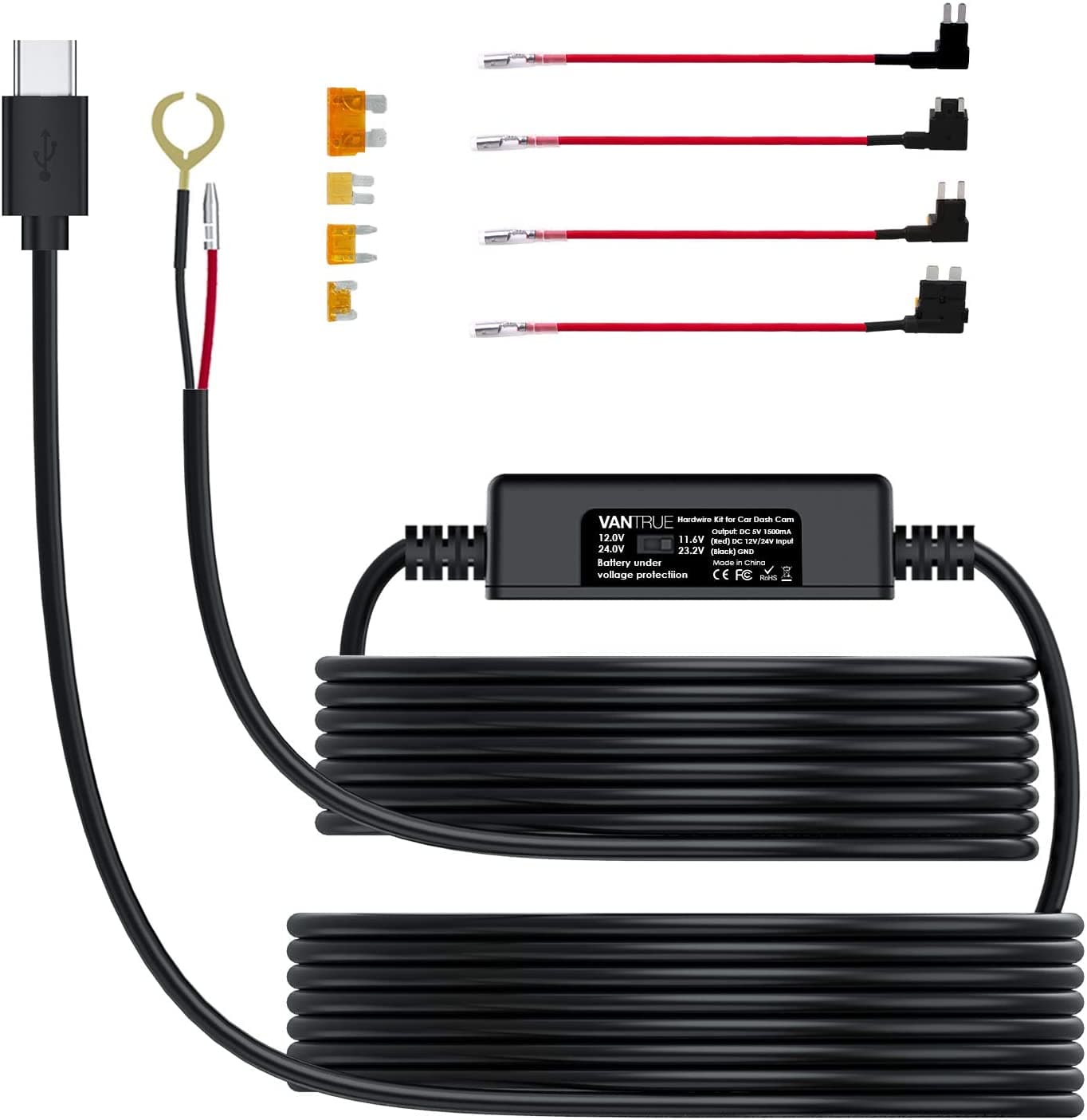 VANTRUE VP03 ACC zaawansowany moduł zasilania kamery samochodowej - adapter 12/24V do trybu parkingowego (hardwire kit)