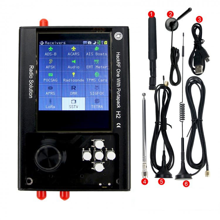 HackRF One + PortaPack H2 + 5 anten - odbiornik nadajnik SDR od 1 MHz do 6 GHz (złożony zestaw przenośny z kompletem anten, oprogramowanie Havoc)