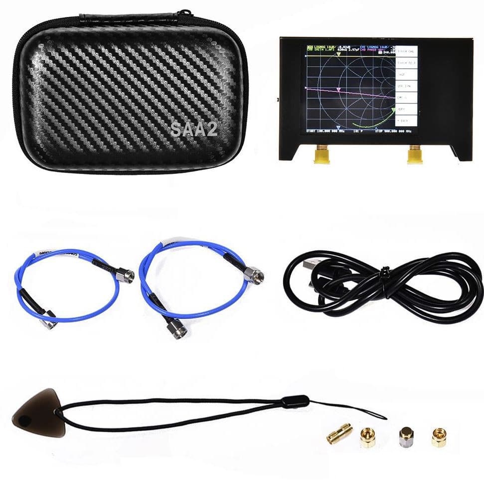 SAA2 NanoVNA analizator antenowy 50kHz - 3GHz (HF, VHF, UHF, LTE, WIFI 2.4GHz), dotykowy wyświetlacz 2.8", metalowa obudowa, etui